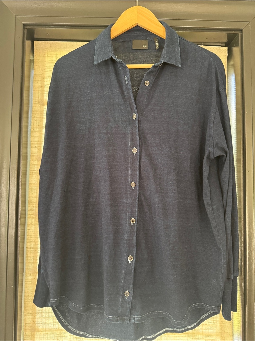 AG Casual Navy Button-Up Cotton Shirt Size M
